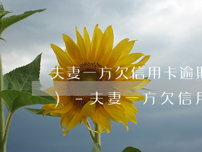 夫妻一方欠信用卡逾期雙方都凍結(jié)-夫妻一方欠信用卡逾期雙方都凍結(jié)銀行卡嗎