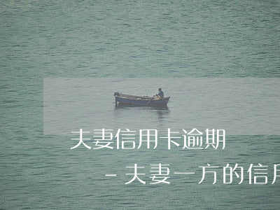 夫妻信用卡逾期會凍結(jié)另一方的嗎-夫妻一方的信用卡逾期,會凍結(jié)夫妻雙方的銀行卡嗎?