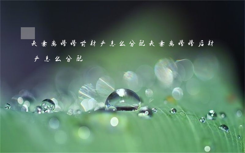 夫妻离婚婚前财产怎么分配(夫妻离婚婚后财产怎么分配)