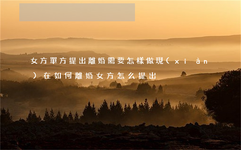女方單方提出離婚需要怎樣做(現(xiàn)在如何離婚,女方怎么提出)