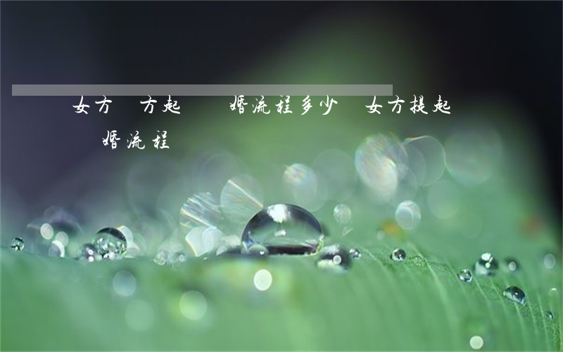 女方單方起訴離婚流程多少錢(女方提起訴訟離婚流程)