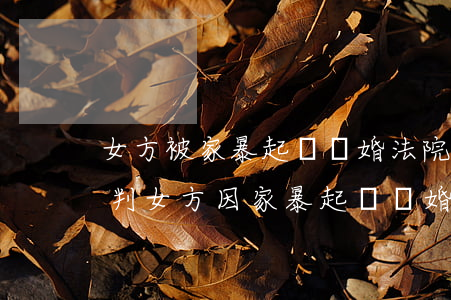 女方被家暴起訴離婚法院會(huì)怎么判(女方因家暴起訴離婚要多久才能離)