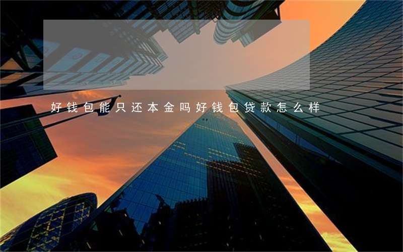 好钱包能只还本金吗(好钱包贷款怎么样)