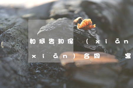 如何告知保險(xiǎn)合同糾紛(保險(xiǎn)合同糾紛案由規(guī)定)