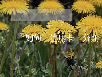 如何給信用卡辦分期