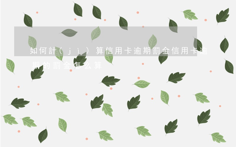 如何計(jì)算信用卡逾期罰金(信用卡逾期的罰金怎么算)