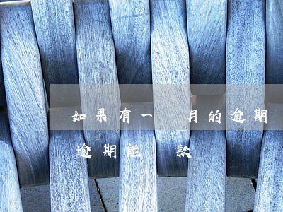 如果有一個月的逾期會怎么樣啊-有一個月逾期能貸款嗎
