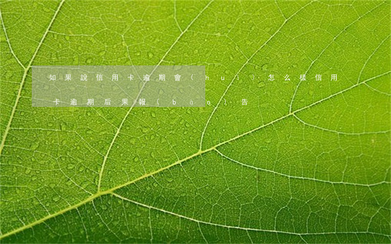 如果說信用卡逾期會(huì)怎么樣（信用卡逾期后果報(bào)告）