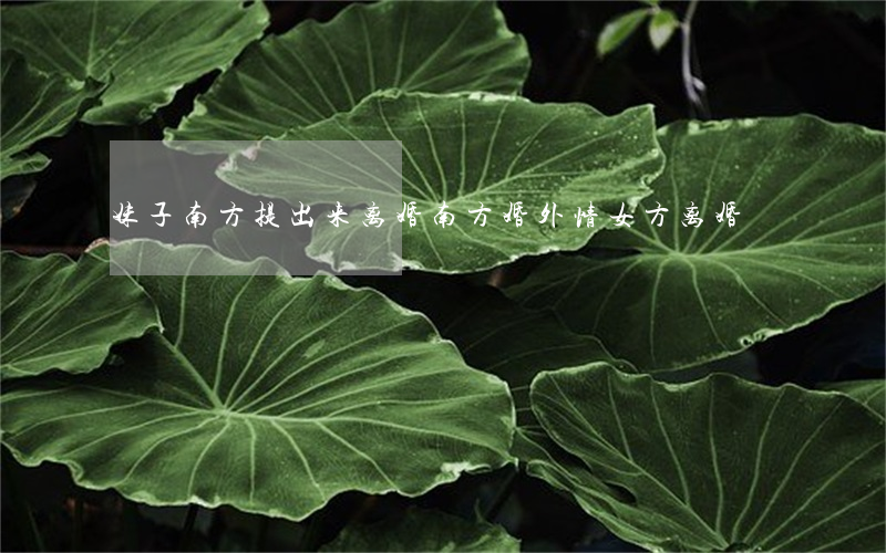 妹子南方提出来离婚(南方婚外情女方离婚)