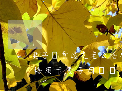 妻子惡意透支老公信用卡(丈夫瞞著妻子透支信用卡,妻子用還嗎)