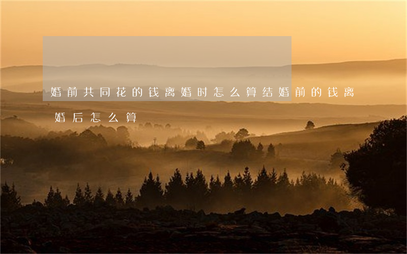 婚前共同花的钱离婚时怎么算(结婚前的钱离婚后怎么算)