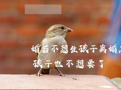 婚后不想生孩子离婚怎么分(生了孩子想离婚孩子也不想要了)
