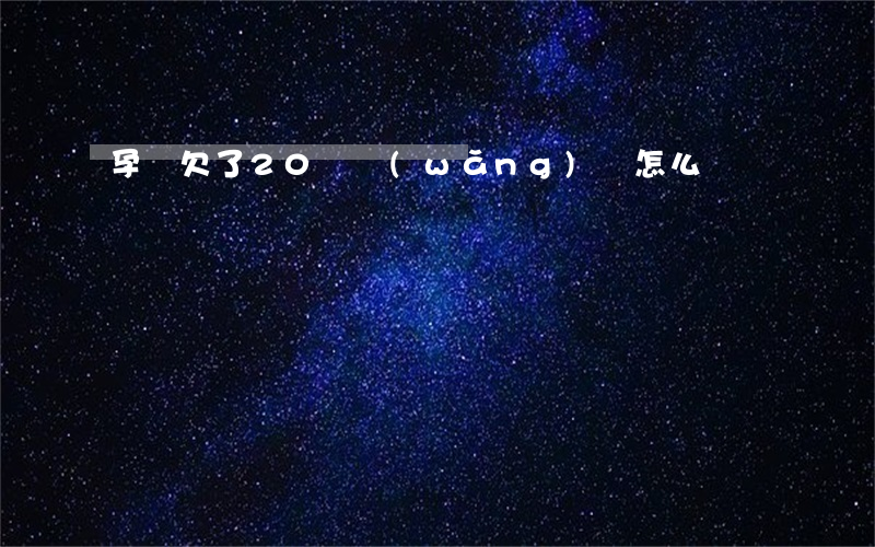 孕婦欠了20萬網(wǎng)貸怎么辦