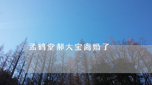 孟鹤堂郝大宝离婚了