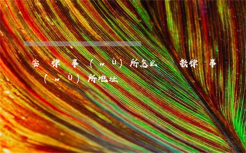 安倫律師事務(wù)所怎么樣(倫教律師事務(wù)所地址)