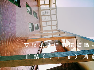 安逸花能提前還款嗎我是12期-安逸花提前結(jié)清還不了