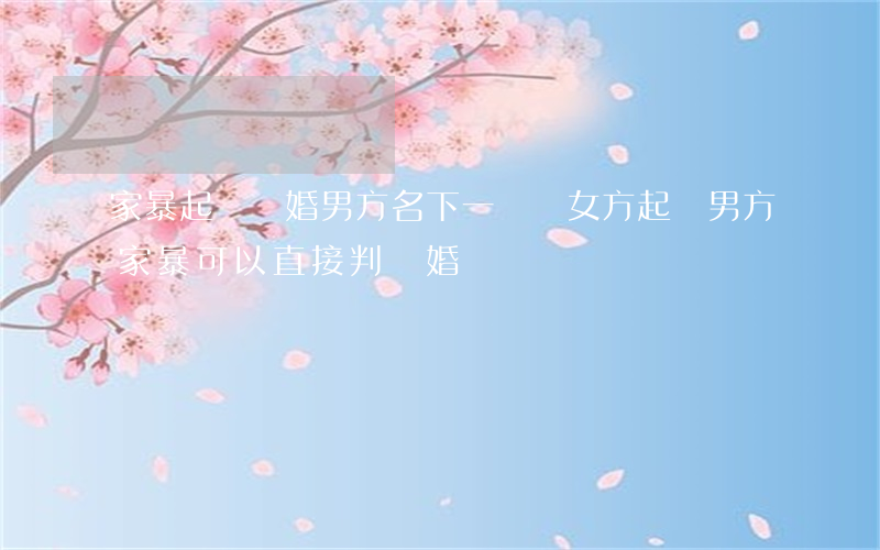 家暴起訴離婚男方名下一輛車(女方起訴男方家暴可以直接判離婚嗎)