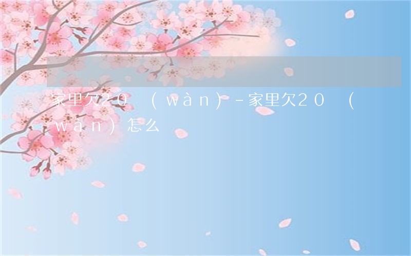 家里欠20萬(wàn)-家里欠20萬(wàn)怎么辦