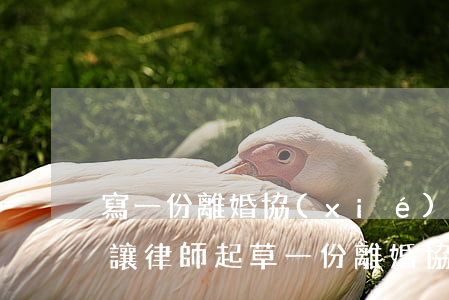 寫一份離婚協(xié)議書律師要多少錢(讓律師起草一份離婚協(xié)議書得花多少錢)