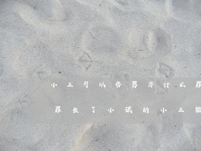 小三可以告男方什么罪(小三可以告男方什么罪生了小孩的小三能斷嗎?)