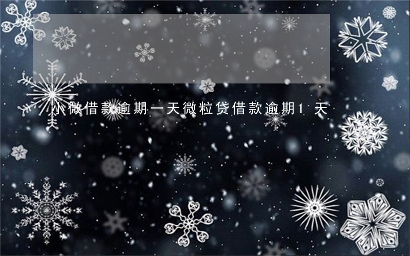 小微借款逾期一天(微粒贷借款逾期1天)