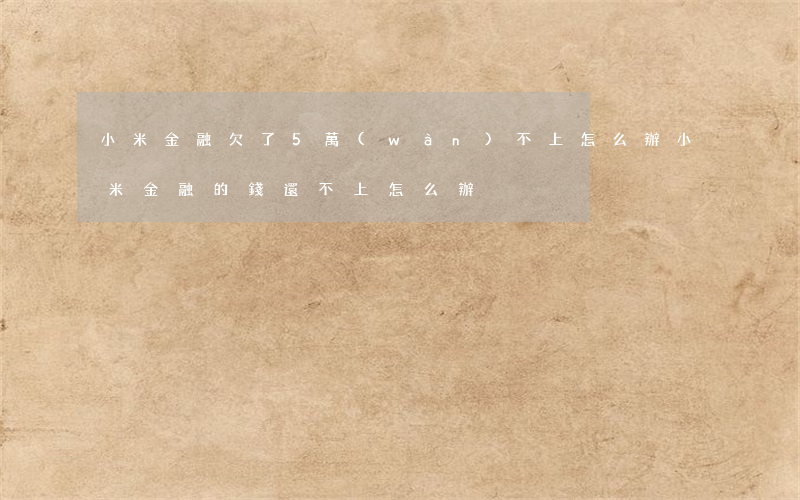 小米金融欠了5萬(wàn)不上怎么辦(小米金融的錢還不上怎么辦)