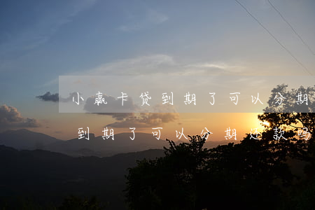 小赢卡贷到期了可以分期还款吗-小赢卡贷到期了可以分期还款吗怎么还