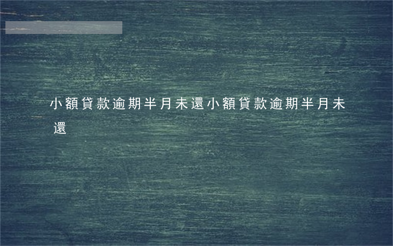 小額貸款逾期半月未還(小額貸款逾期半月未還)