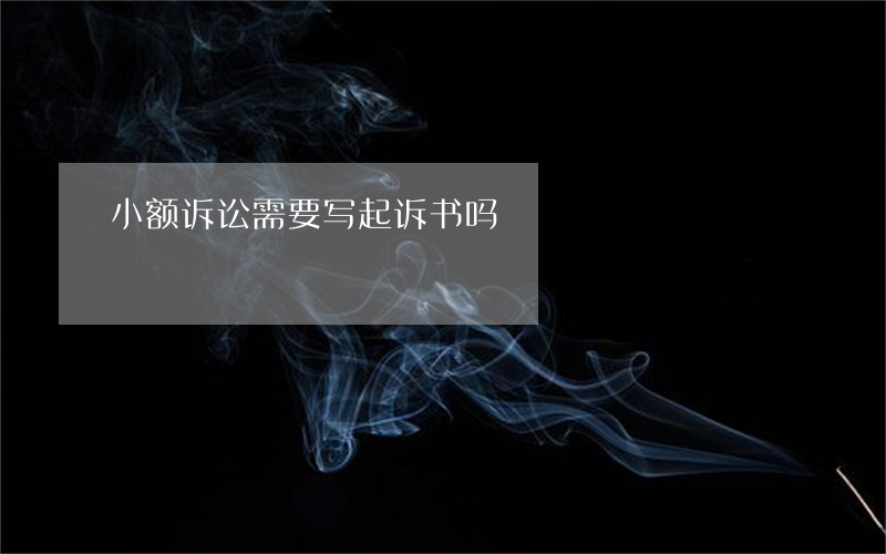 小额诉讼需要写起诉书吗