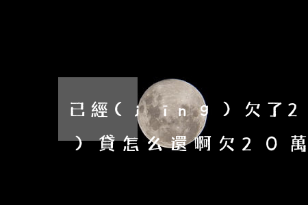 已經(jīng)欠了20萬網(wǎng)貸怎么還啊(欠20萬網(wǎng)貸怎么快還清)