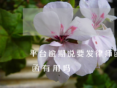 平台逾期说要发律师函(网贷逾期给发的律师函有用吗)