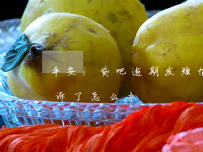 平安i贷吧逾期发短信起诉(平安i贷把我起诉了怎么办)