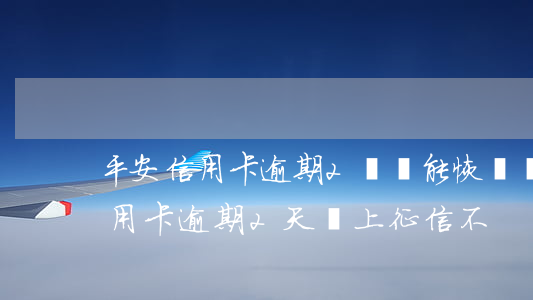 平安信用卡逾期2個還能恢復嗎-平安的信用卡逾期2天會上征信不