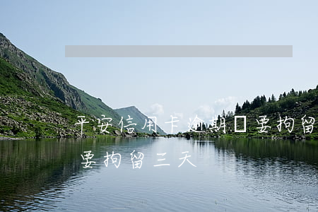 平安信用卡逾期說要拘留(平安信用卡逾期說要拘留三天)