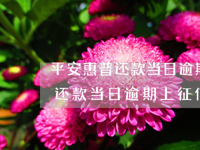 平安惠普还款当日逾期上征信吗-平安惠普还款当日逾期上征信吗有影响吗