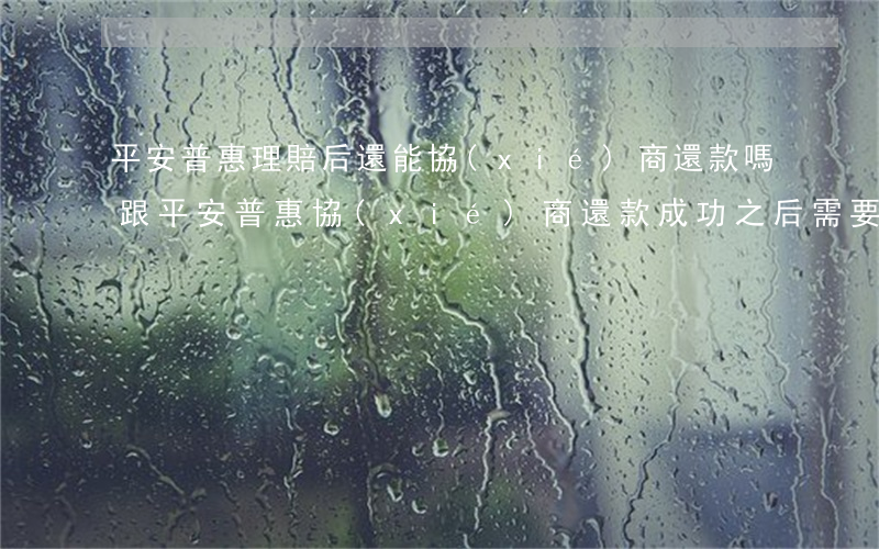 平安普惠理賠后 還能協(xié)商還款嗎(跟平安普惠協(xié)商還款成功之后需要什么手續(xù))