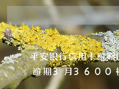 平安银行信用卡逾期说要起诉(平安银行信用逾期3月3600被起诉怎么办)