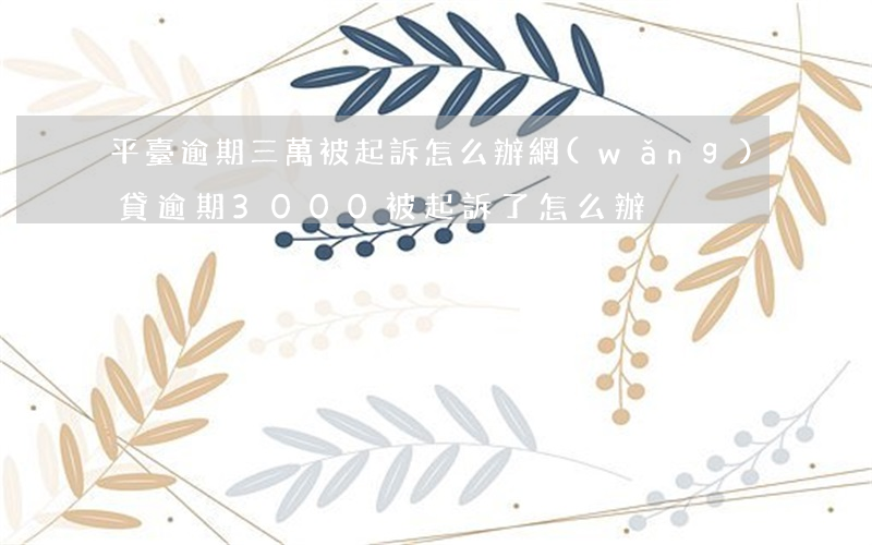 平臺逾期三萬被起訴怎么辦 網(wǎng)貸逾期3000被起訴了怎么辦