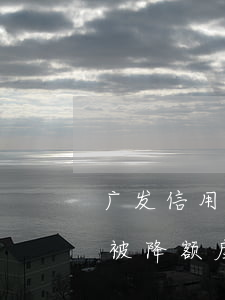 广发信用卡一直逾期会降额吗(广发银行突然被降额度)