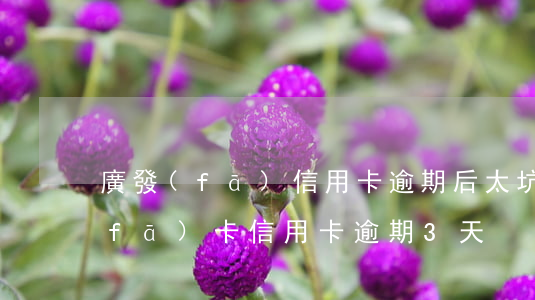 廣發(fā)信用卡逾期后太坑了-廣發(fā)卡信用卡逾期3天