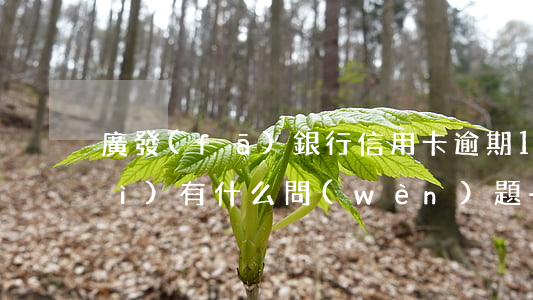 廣發(fā)銀行信用卡逾期1天會(huì)有什么問(wèn)題-廣發(fā)銀行信用卡逾期1天會(huì)有什么問(wèn)題嗎