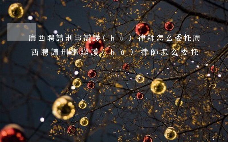 廣西聘請刑事辯護(hù)律師怎么委托(廣西聘請刑事辯護(hù)律師怎么委托)