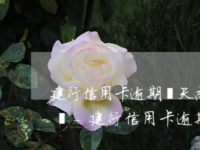 建行信用卡逾期兩天忘記還會(huì)怎樣-建行信用卡逾期兩天忘記還會(huì)怎樣處理
