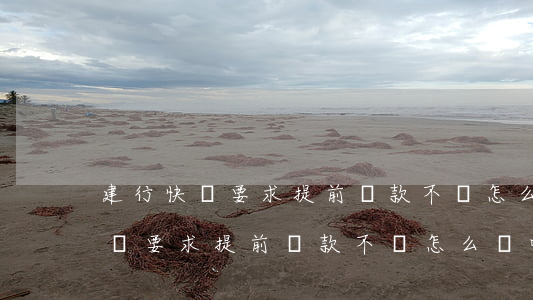 建行快貸要求提前還款不還怎么辦-建行快貸要求提前還款不還怎么辦呢