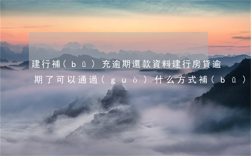 建行補(bǔ)充逾期還款資料(建行房貸逾期了可以通過(guò)什么方式補(bǔ)救?)