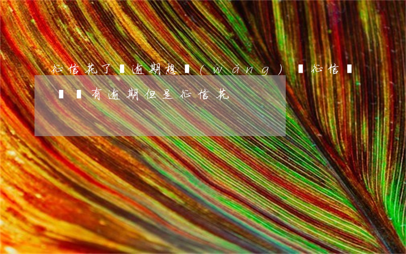 征信花了沒逾期想網(wǎng)貸(征信從來沒有逾期但是征信花)