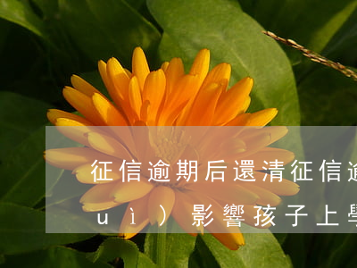 征信逾期后還清(征信逾期后還清后還會(huì)影響孩子上學(xué)嗎)