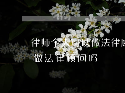 律师个人可以做法律顾问吗(个人可以给企业做法律顾问吗)