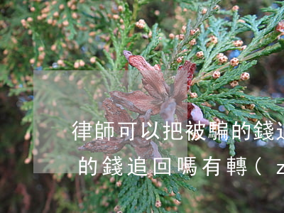 律師可以把被騙的錢追回嗎(律師可以把被騙的錢追回嗎有轉(zhuǎn)賬記錄)