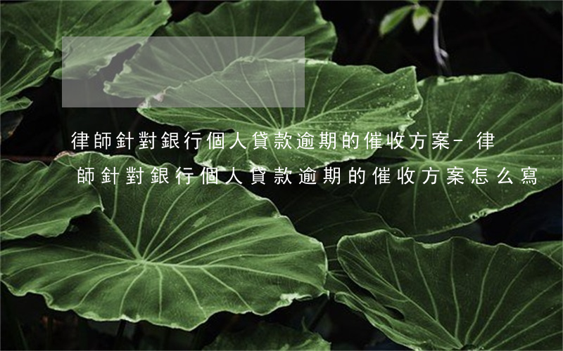 律師針對銀行個人貸款逾期的催收方案-律師針對銀行個人貸款逾期的催收方案怎么寫